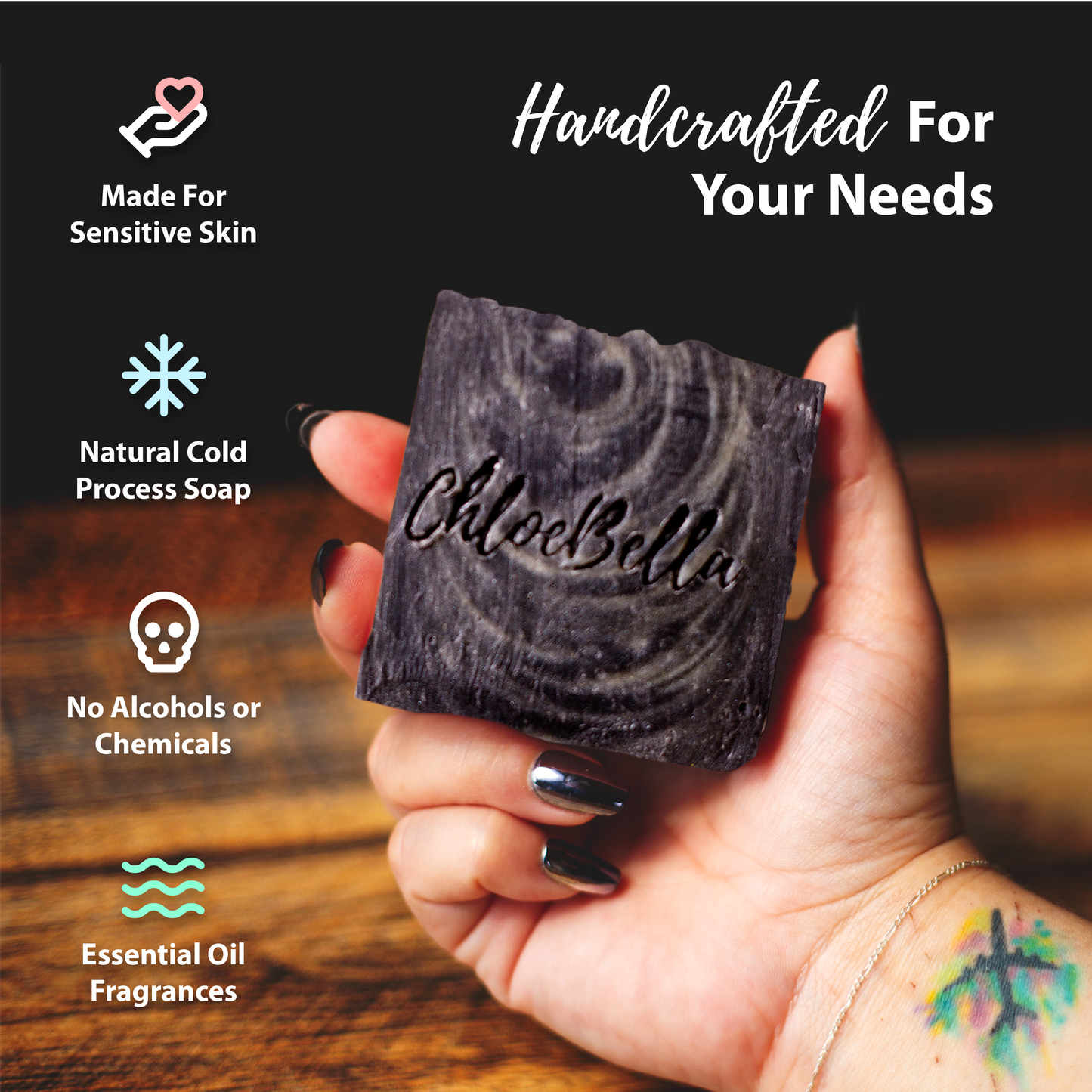 Black Amber Soap Body Bar - ChloeBella Handcrafted